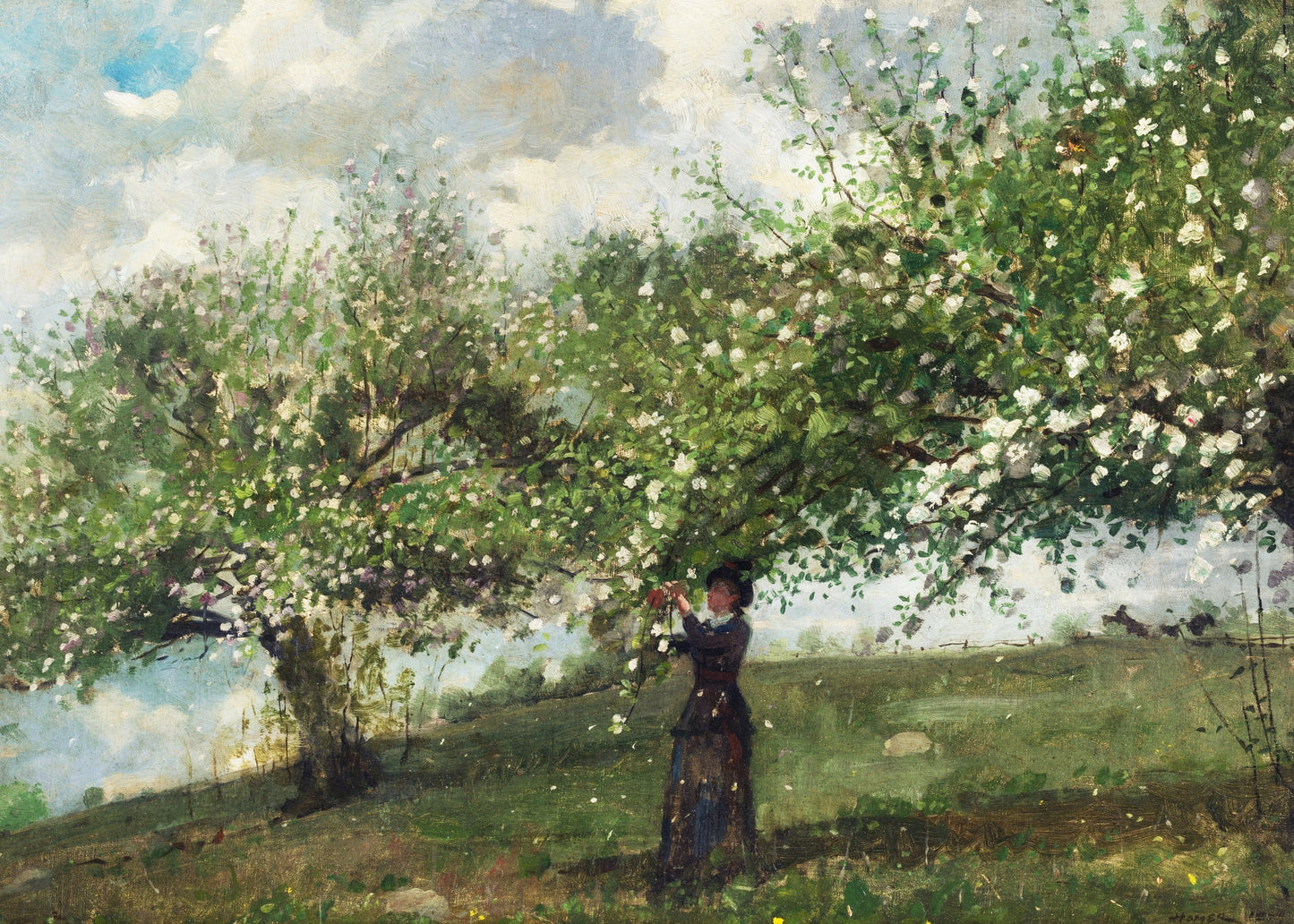 Girl Picking Blossoms