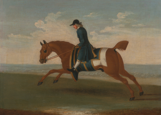 Trainer with Galloping Racehorse