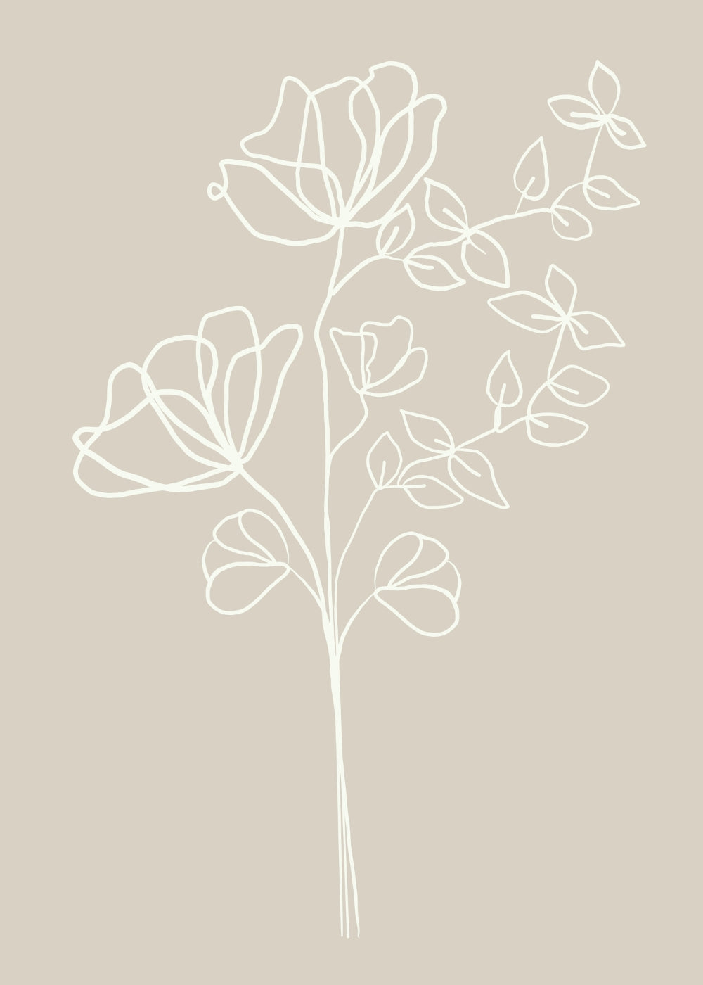 White Plant In Beige Background