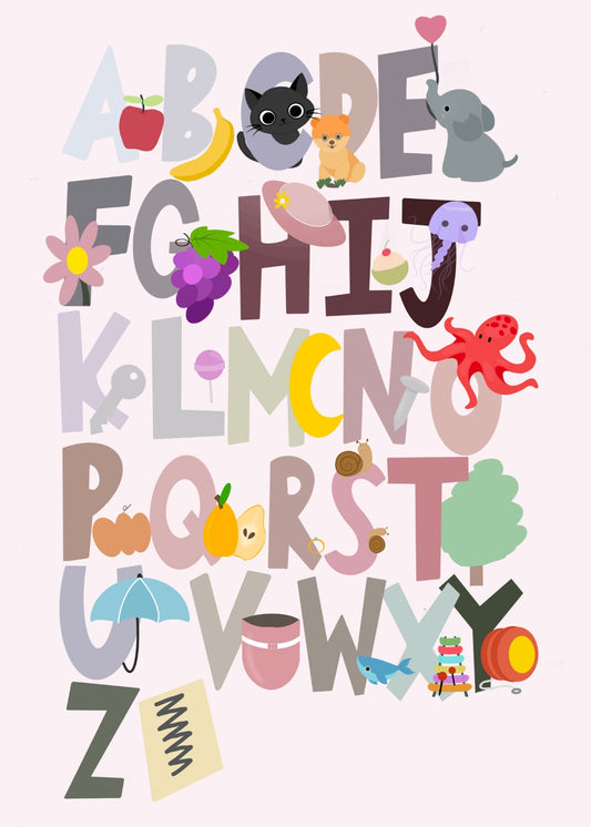 Alphabets With Colourful Illustration