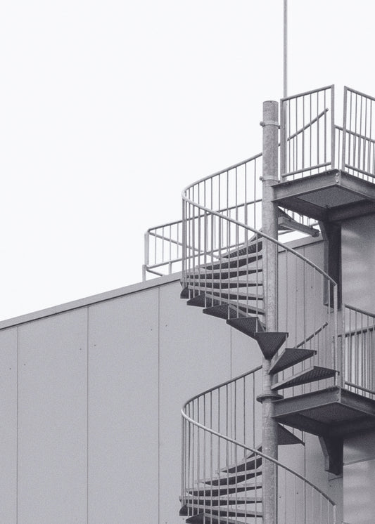 B&W Stairway To Roof