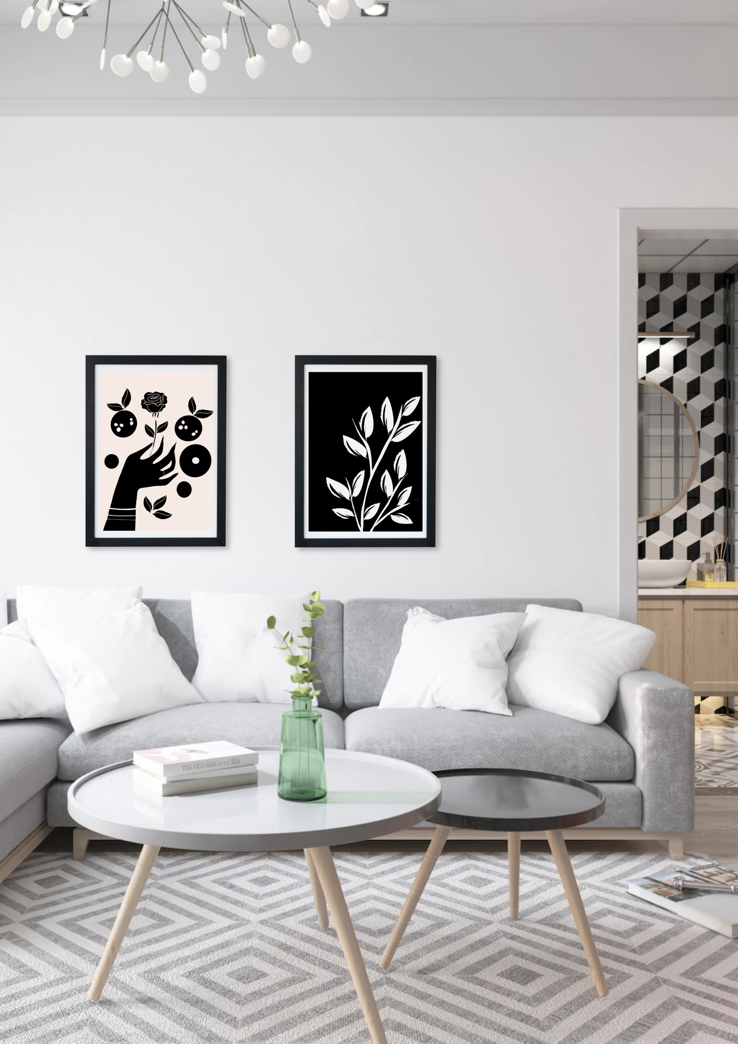 White Plant In Black Background